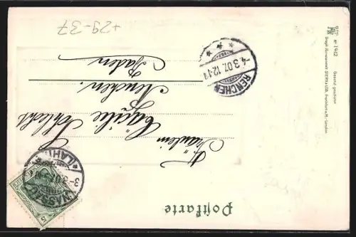 Passepartout-Lithographie Bad-Nassau, Teilansicht des Ortes mit Wappen und Wappen des Kaiserreichs