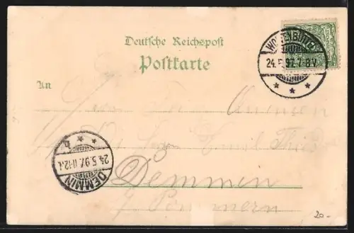 Lithographie Wolfenbüttel, Gesamtansicht und Marienkirche