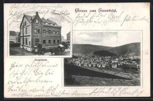 AK Eiserfeld, Totalansicht und Postgebäude