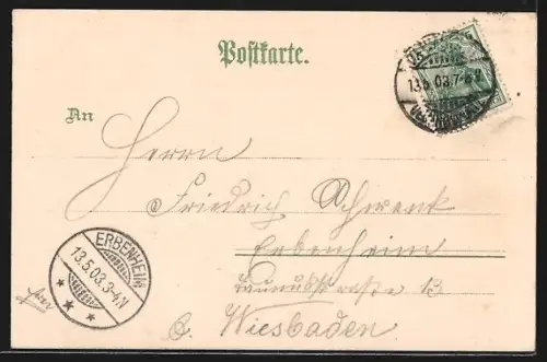 Lithographie Darmstadt, Übungsplatz, Lagerstrasse, Dampfstrassenbahn