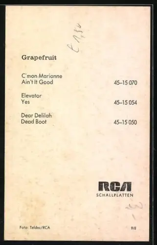 AK Musiker der Band Grapefruit beim Gruppenfoto