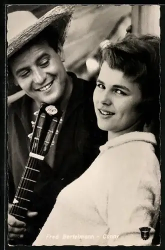 AK Schauspielerin Conny Froboes und Fred Bertelmann in Der lachende Vagabund