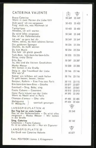 AK Caterina Valente mit Pferdezopf, Polydor