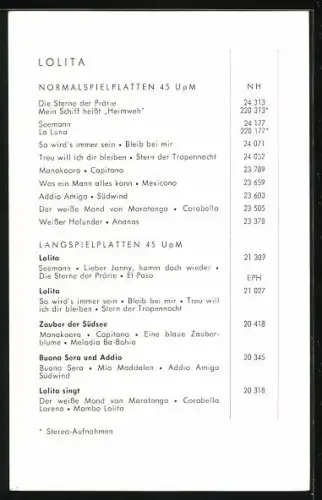 AK Musikerin Lolita mit toller Frisur in die Kamera lächelnd