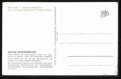 AK Peter Kraus in Immer die Radfahrer