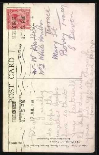 Künstler-AK Donald McGill: Mann geht mit kaputten Schuhen spazieren