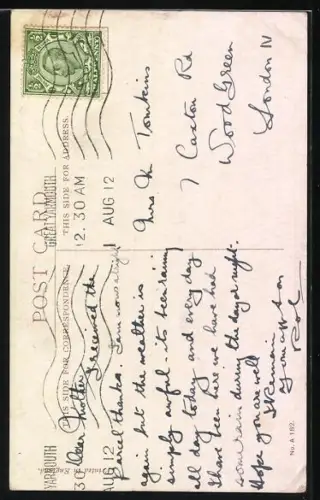 Künstler-AK Donald McGill: Mann wirft einen Brief in den Briefkasten