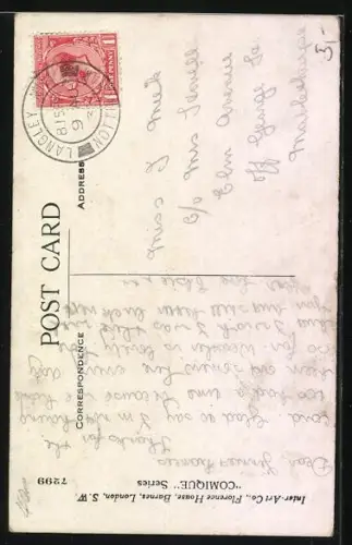 Künstler-AK Donald McGill: Urlauber im überfüllten Zugabteil