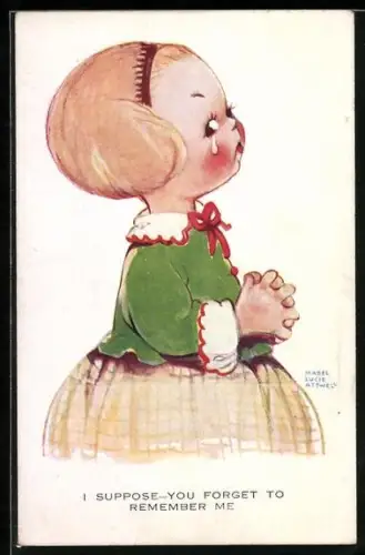 Künstler-AK Mabel Lucie Attwell: Weinendes Mädchen fragt sich, ob sie vergessen wurde