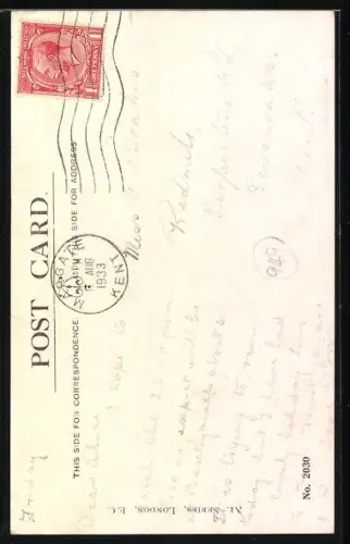 Künstler-AK Donald McGill: Mädchen muss aus dem Urlaub abreisen