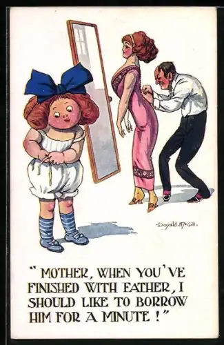 Künstler-AK Donald McGill: Tochter ist neidisch auf ihre ausgehenden Eltern