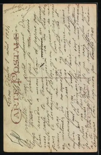 Künstler-AK Griff: Mann ist erschrocken über ein junges Paar