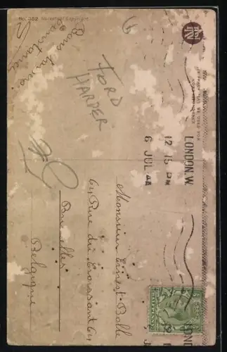 Künstler-AK R. Ford Harper: Dame im Hut mit breiter Krempe