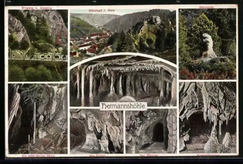 AK Hermannshöhle, Eingang und Ausgang, Höhlenbär, 8000 jährige Säule, Kanzel, Wächter, Krystallkammer