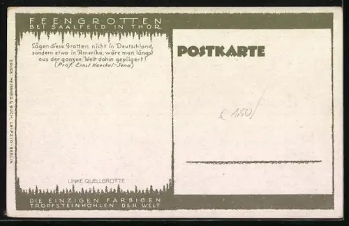 AK Saalfeld, Die Feengrotten, Linke Quellgrotte