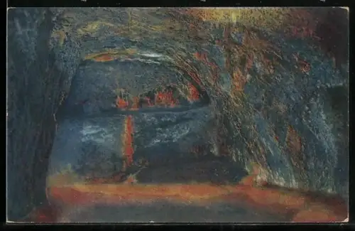 AK Saalfeld, Ansicht der rechten Quellgrotte in den Feengrotten