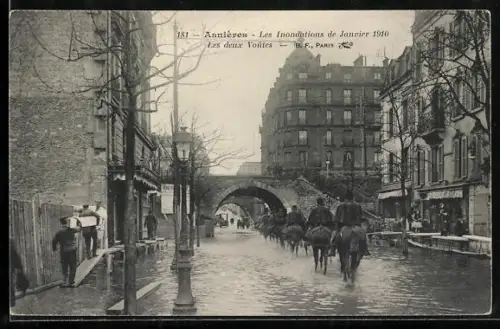 AK Asnières, Les inondations de janvier 1910, Les deux Voûtes