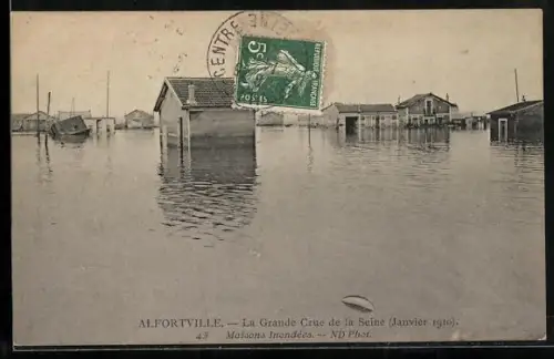 AK Alfortville, La Grande Crue de la Seine, Janvier 1910, Maisons inondées