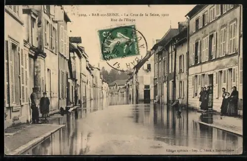 AK Bar-sur-Seine, La Crue de la Seine 1910, Rue de l`Étape