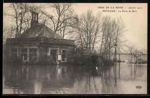 AK Puteaux, Crue de la Seine 1910, La Porte du Bois inondée