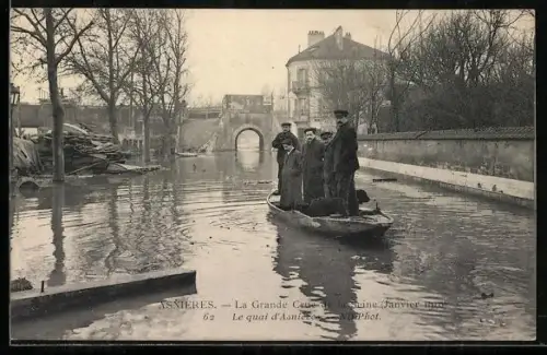 AK Asnières, La Grande crue de la Seine Janvier 1910, le quai d`Asnières
