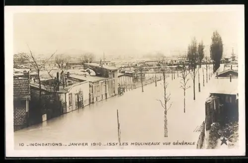 AK Issy les Moulineaux, Inondations Janvier 1910, Vue générale