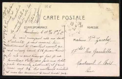 AK Courbevoie, Rue de Paris inondations, janvier 1910