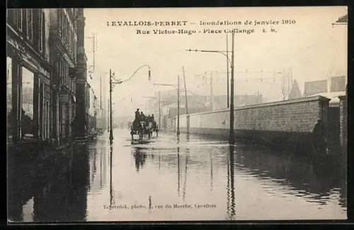 AK Levallois-Perret, Inondations de janvier 1910, Rue Victor-Hugo