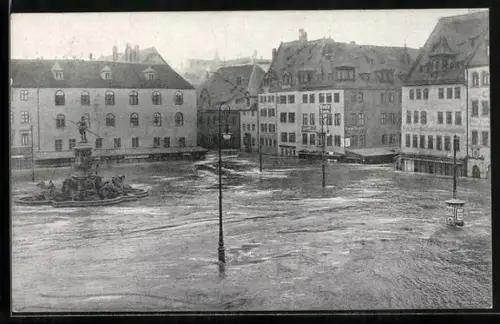 AK Nürnberg, Hochwasser-Katastrophe 1909, Der Hauptmarkt