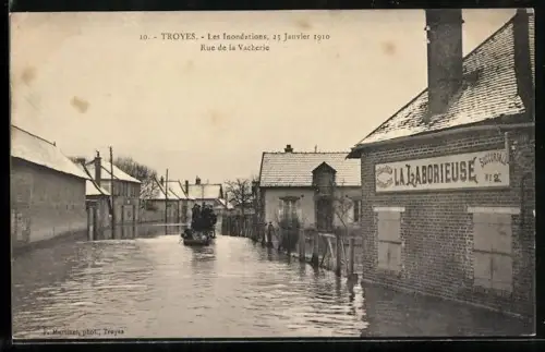 AK Troyes, Les Inondations, 23 Janvier 1910, Rue de la Vacherie