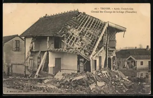 AK Troyes, Après l`inondation, Chemin des Champs-de-la-Loge (Tuxelles)