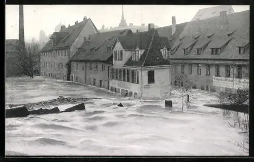 AK Nürnberg, Hochwasser-Katastrophe 1909, Agnesbrücke und Wildbad