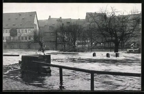 AK Nürnberg, Hochwasser-Katastrophe 5.2.1909, Hinter der Insel Schütt mit der Schafft`schen Insel