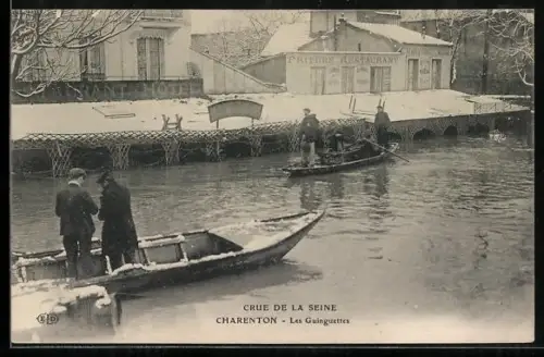 AK Charenton, Crue de la Seine, Les Guinguettes