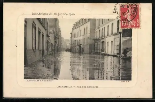 AK Charenton, Inondations du 28 Janvier 1910, Rue des Carrières sous l`eau