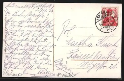 AK Flüelen, Ortspartie mit Kirche und Bristenstock