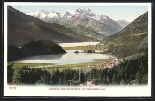 AK Chasellas, Teilansicht mit Campfer und Silvaplana