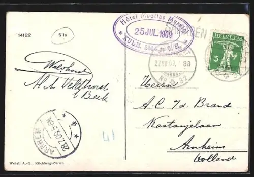 AK Muottas Muraigl, Ortsansicht mit Bergpanorama