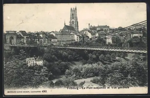 AK Fribourg, le pont suspendu et vue générale