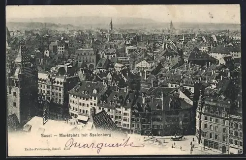 AK Basel, Marktplatz mit Spalenberg
