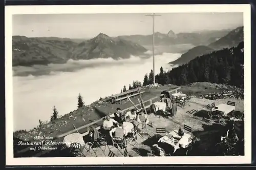 AK Klewenalp, Blick vom Restaurant Klewenalp auf Nebelmeer