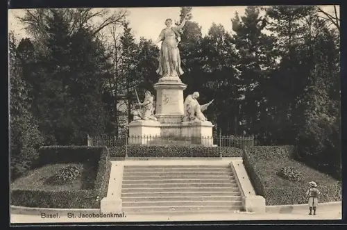AK Basel, St. Jacobsdenkmal