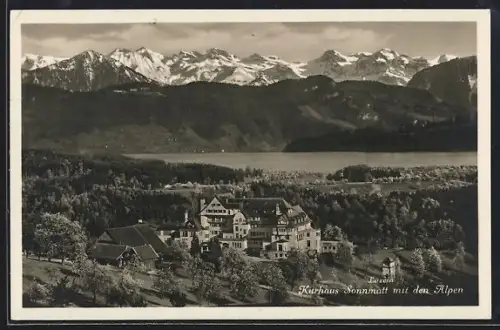 AK Luzern, Kurhaus Sonnmatt mit den Alpen