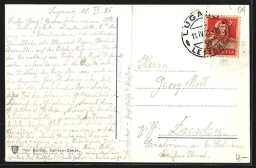 AK Lugano-Paradiso, Teilansicht mit Strassenpartie