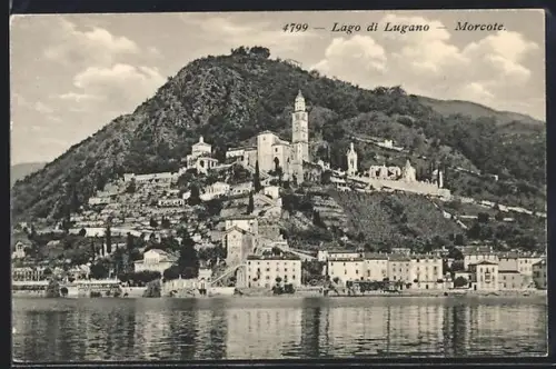 AK Morcote /Lago di Lugano, Teilansicht mit Kirche