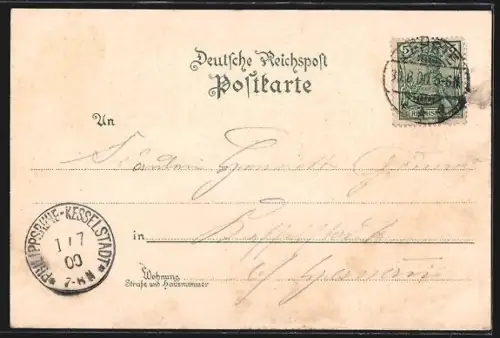 Lithographie Hannover, Bahnhof, Post, Ernst-August-Denkmal