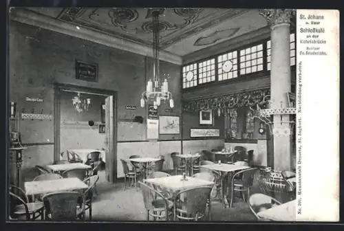 AK St. Johann a. Saar, Schlosscafé an der Victoriabrücke, Besitzer Fr. Friederichs, Innenansicht