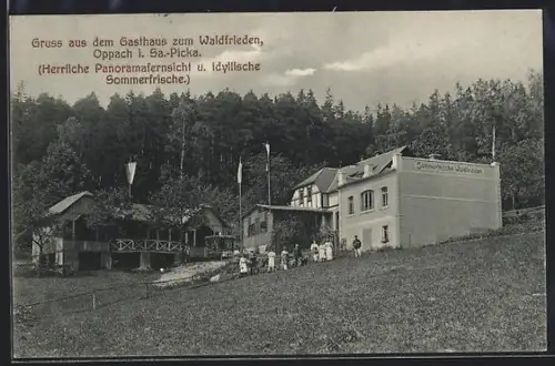 AK Oppach i. Sa., Blick auf das Gasthaus zum Waldfrieden