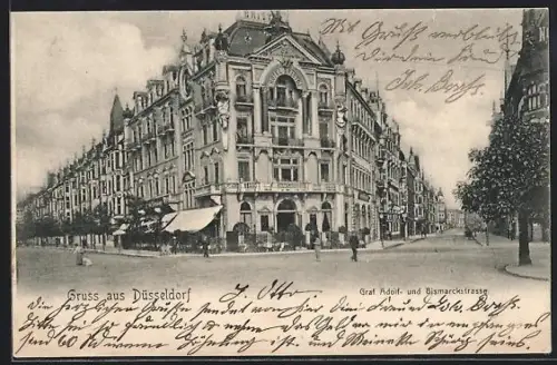 AK Düsseldorf, Hotel Bristol, Ecke Graf Adolf- und Bismarckstrasse