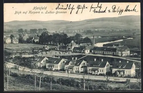 AK Hersfeld, Blick auf Kurpark und Lullus-Brunnen